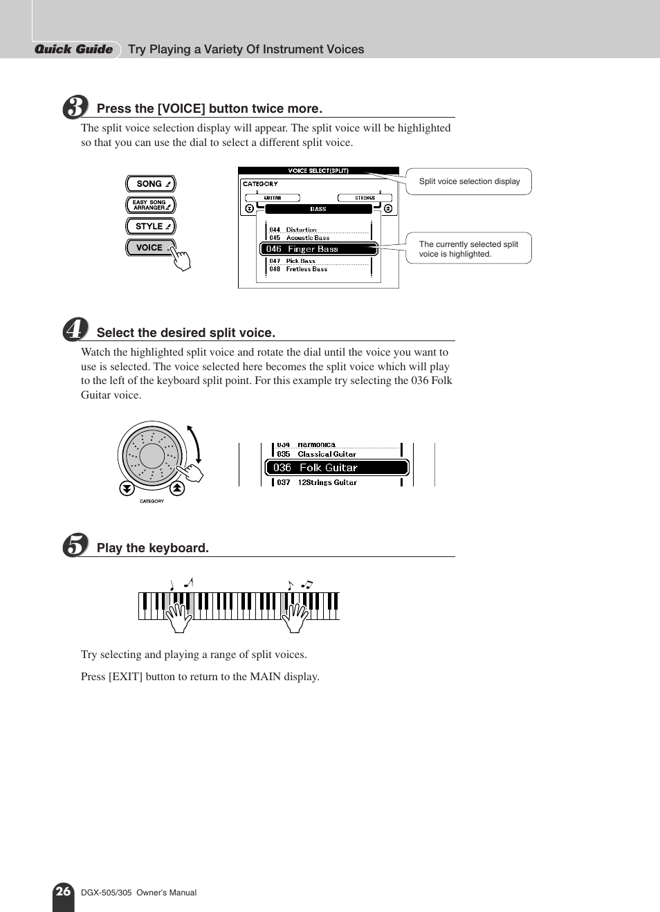 Yamaha DGX-305 User Manual | Page 26 / 112