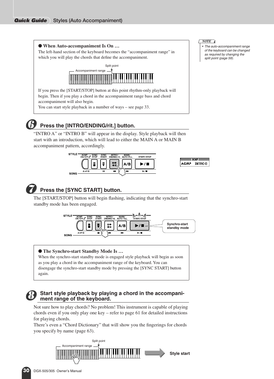 Yamaha DGX-305 User Manual | Page 30 / 112