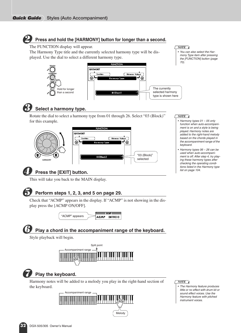 Yamaha DGX-305 User Manual | Page 32 / 112