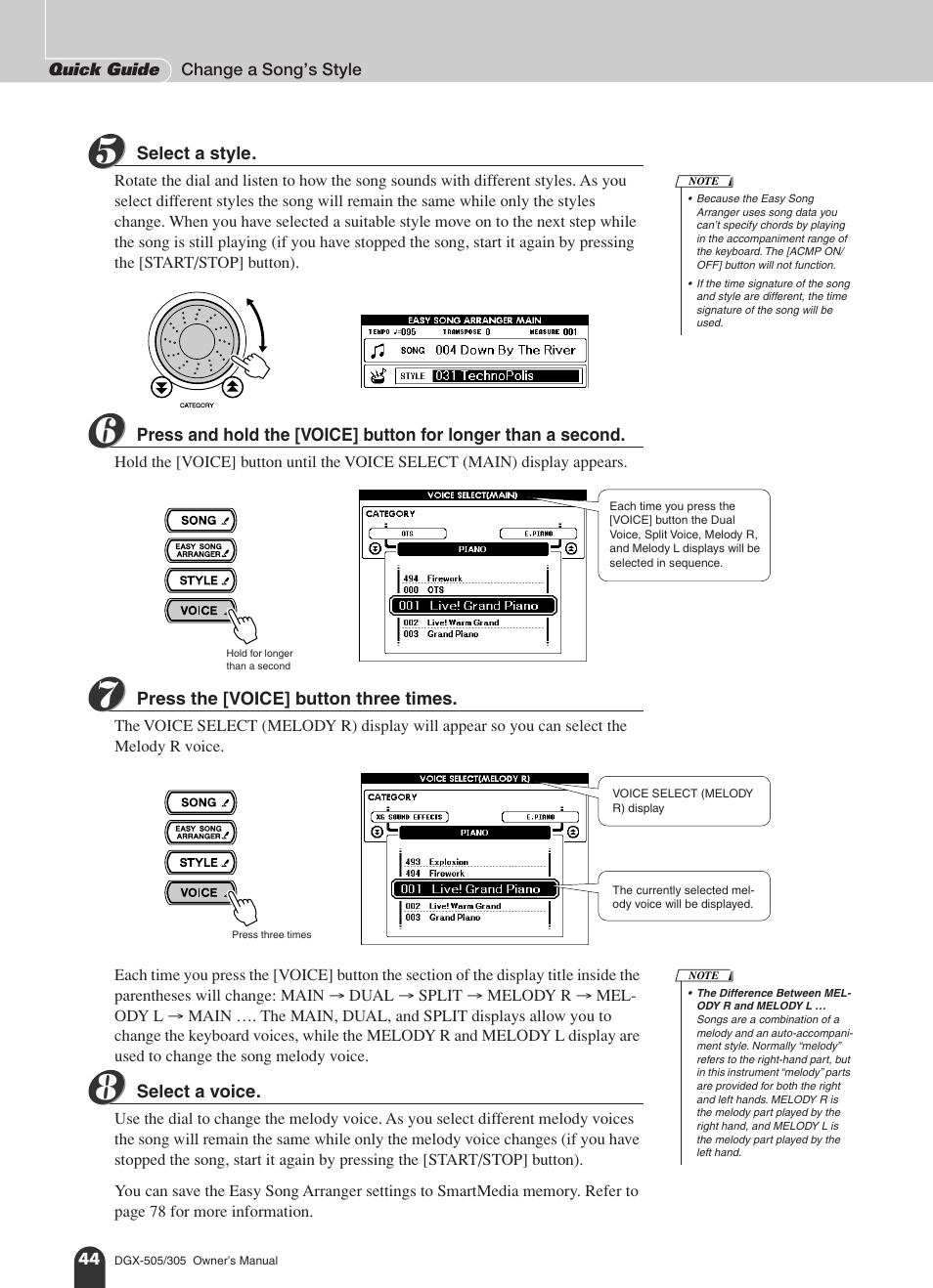 Yamaha DGX-305 User Manual | Page 44 / 112