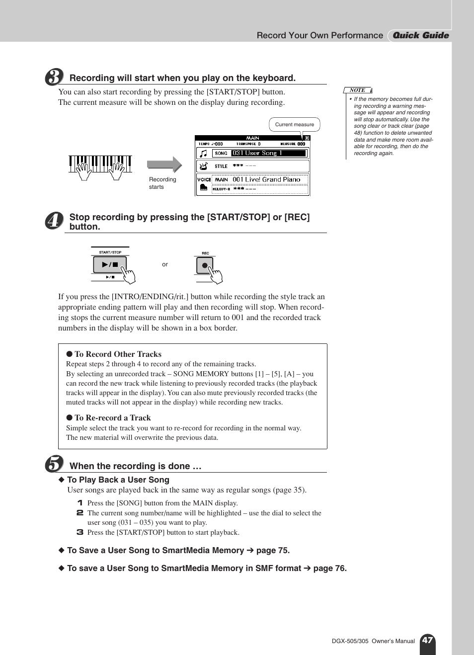 Yamaha DGX-305 User Manual | Page 47 / 112