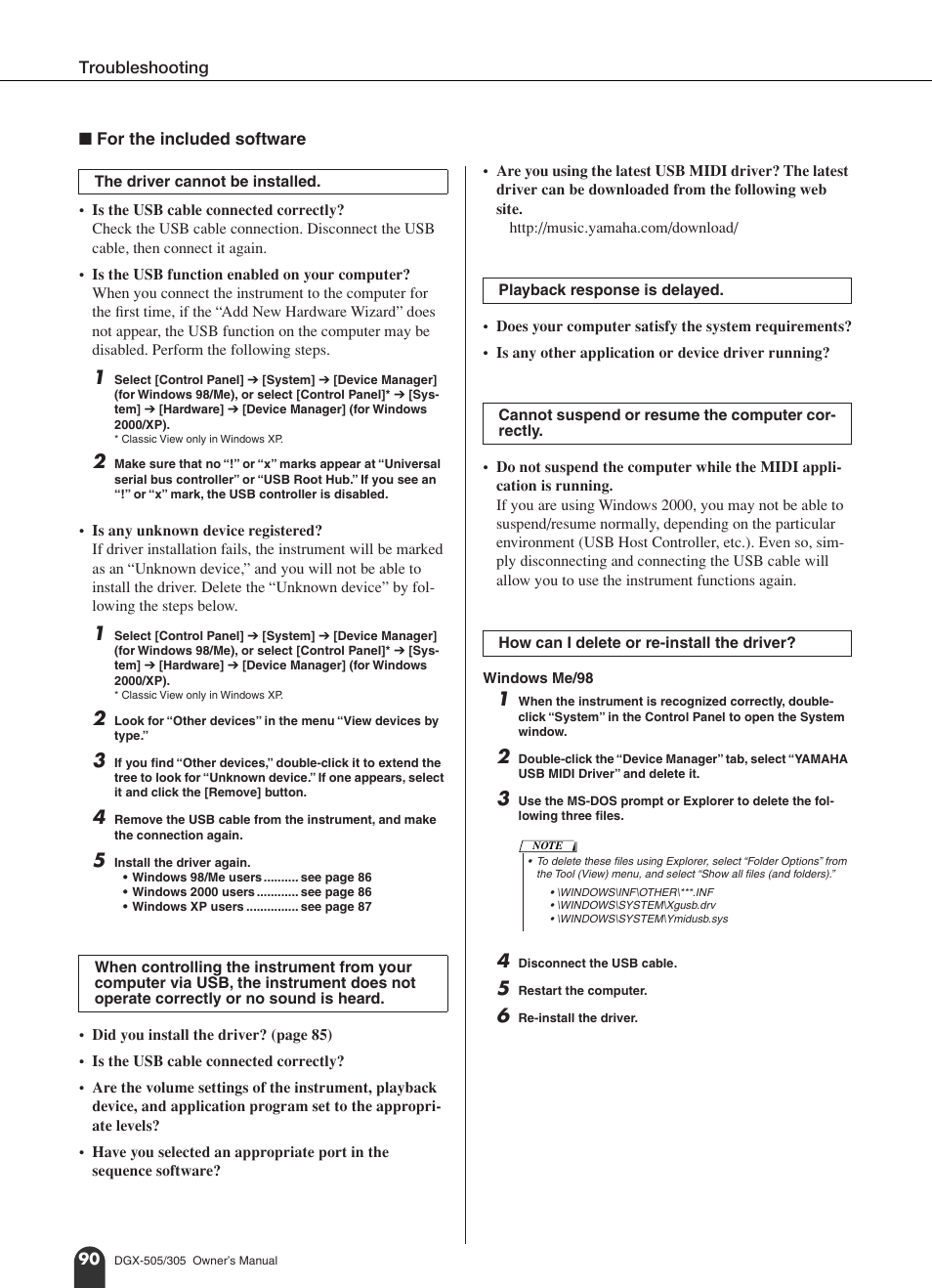 Yamaha DGX-305 User Manual | Page 90 / 112