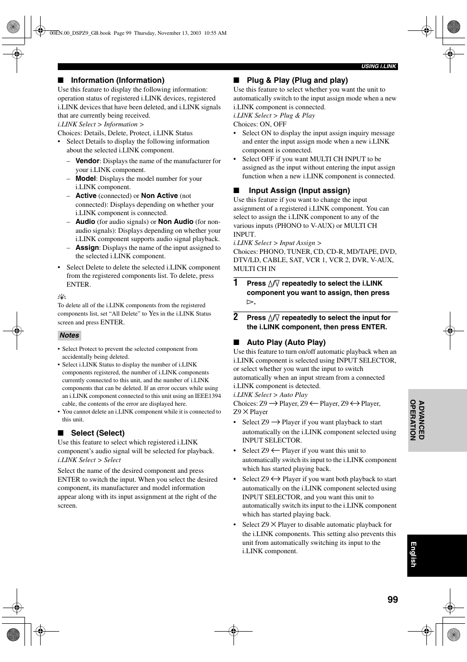 Yamaha DSP-Z9 User Manual | Page 101 / 122