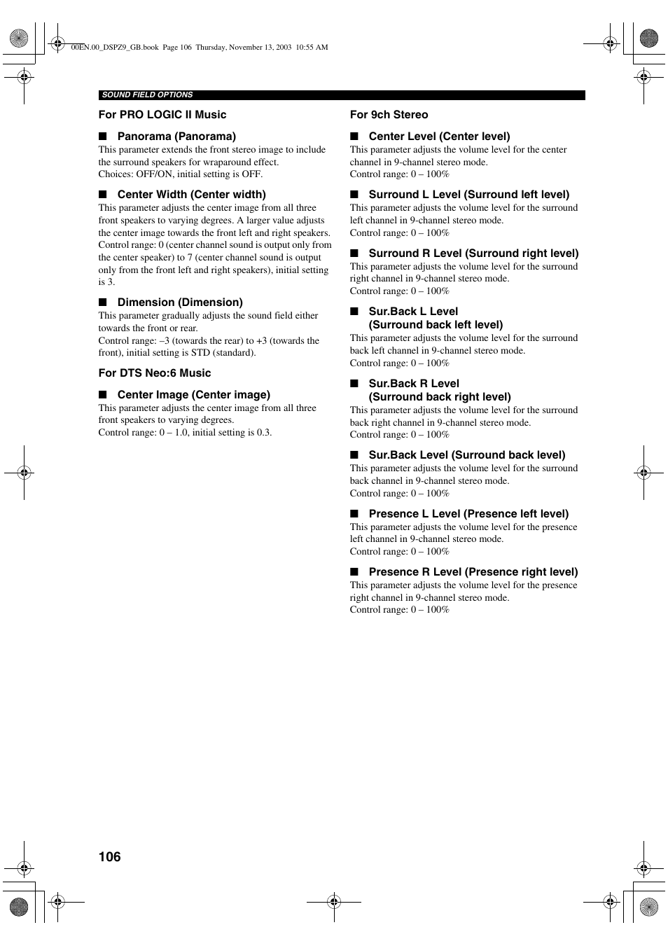 Yamaha DSP-Z9 User Manual | Page 108 / 122