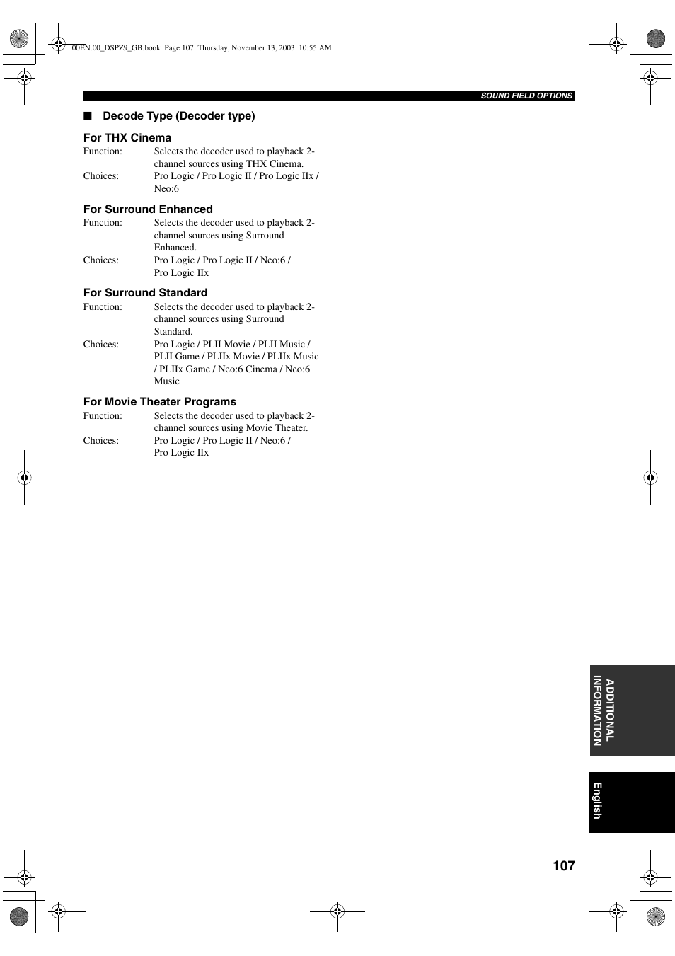 Yamaha DSP-Z9 User Manual | Page 109 / 122
