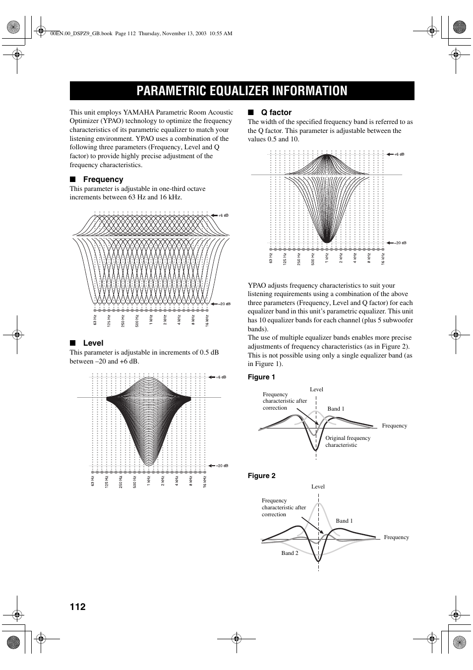 Parametric equalizer information | Yamaha DSP-Z9 User Manual | Page 114 / 122