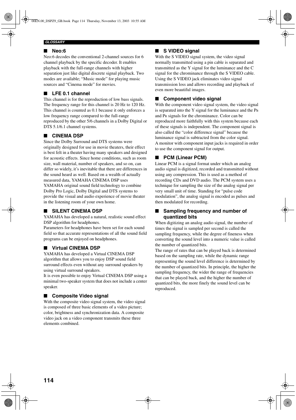 Yamaha DSP-Z9 User Manual | Page 116 / 122