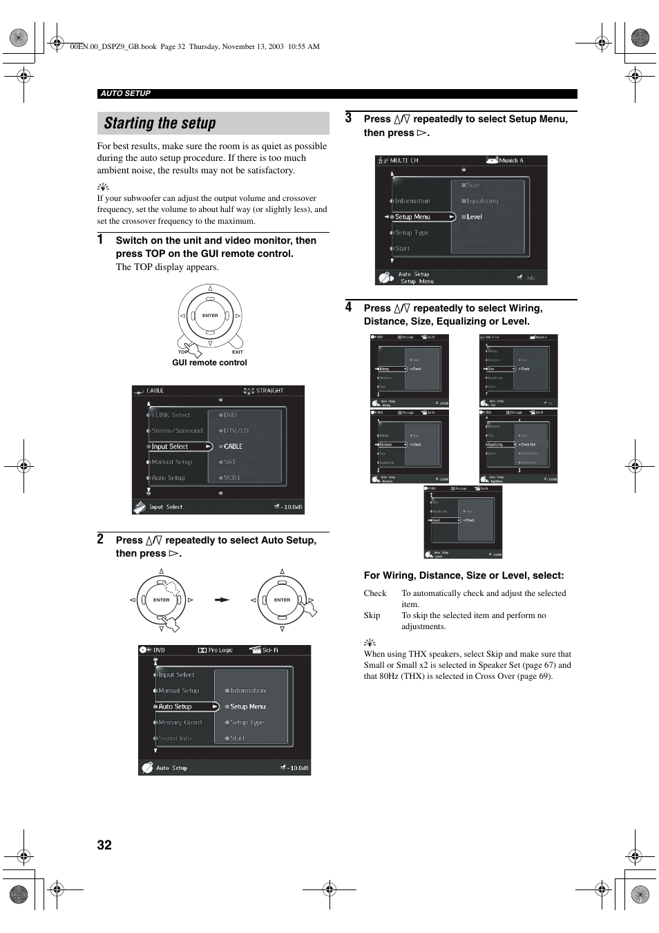Starting the setup | Yamaha DSP-Z9 User Manual | Page 34 / 122