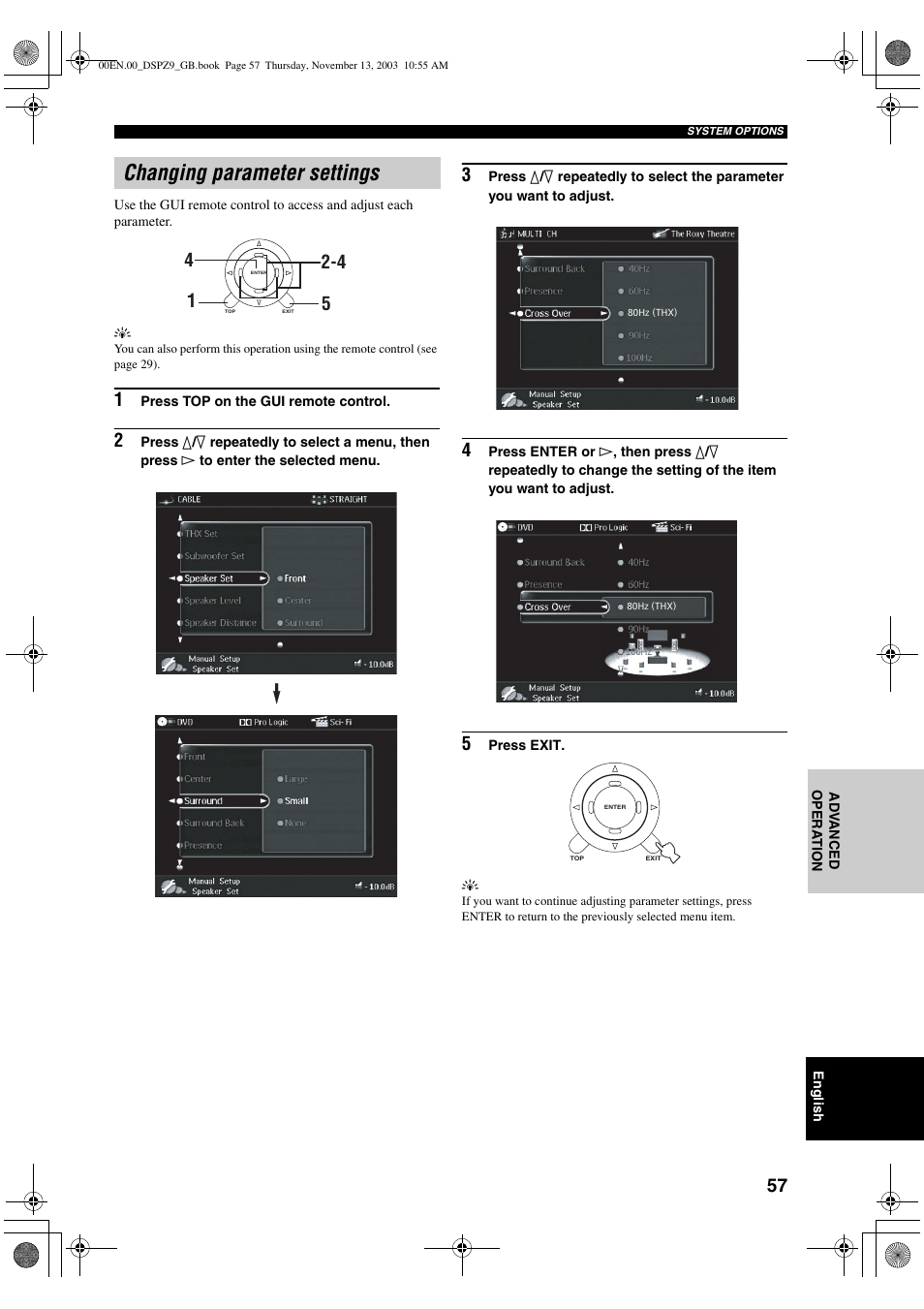 Changing parameter settings | Yamaha DSP-Z9 User Manual | Page 59 / 122