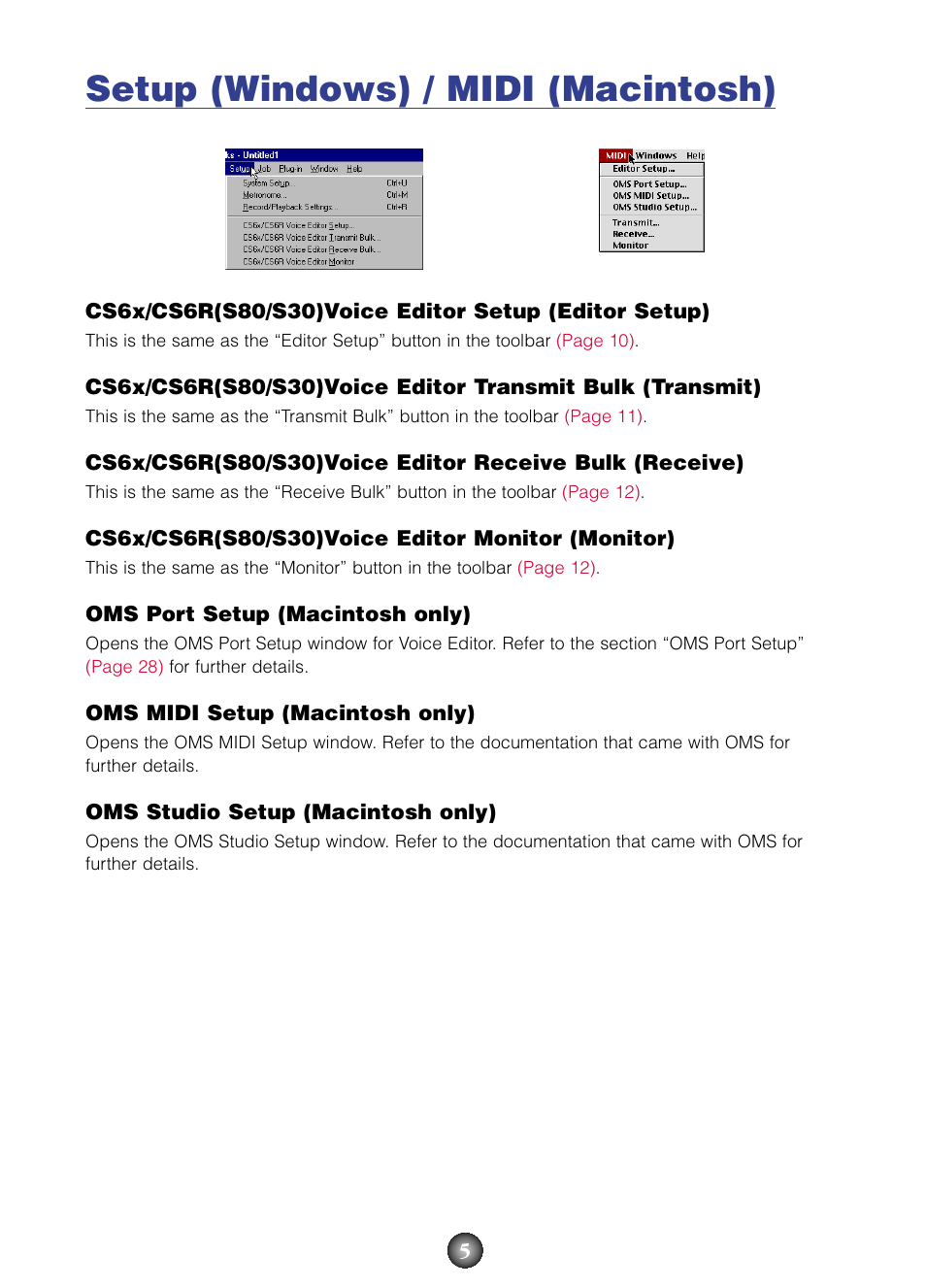 Setup (windows) / midi (macintosh) | Yamaha S80  EN User Manual | Page 5 / 30