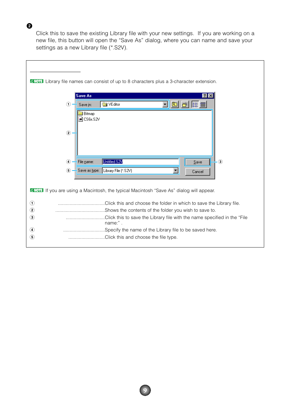 Save as…” dialog, Oolbar | Yamaha S80  EN User Manual | Page 9 / 30