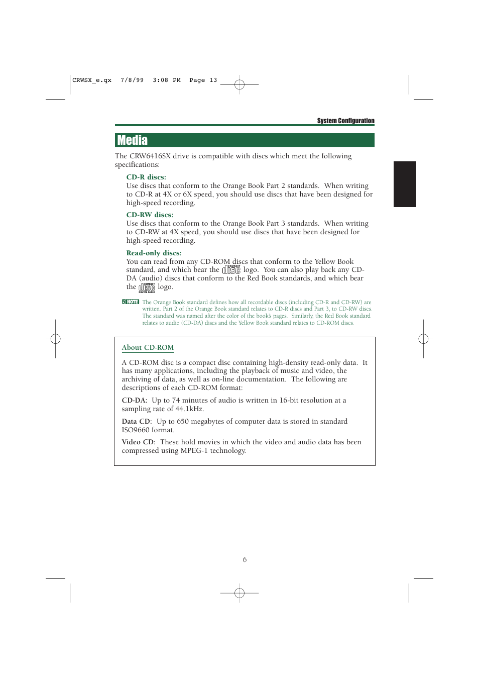 Media | Yamaha CD-R/RW Drive CRW6416SX User Manual | Page 13 / 42