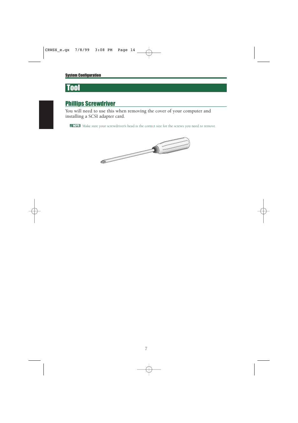 Tool | Yamaha CD-R/RW Drive CRW6416SX User Manual | Page 14 / 42