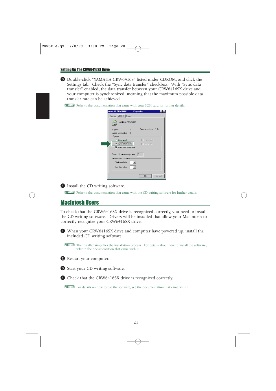 Macintosh users | Yamaha CD-R/RW Drive CRW6416SX User Manual | Page 28 / 42