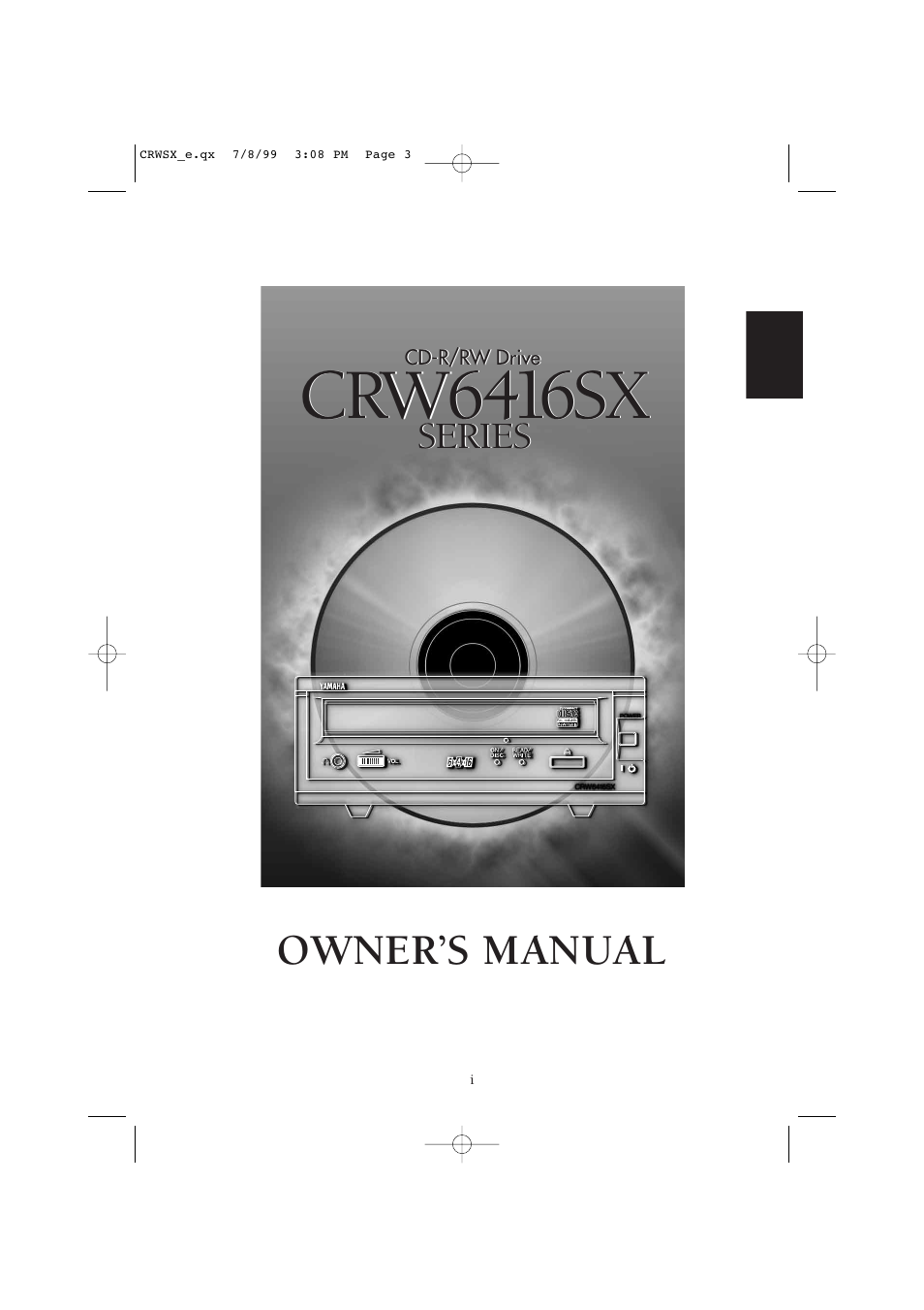 Crw6416sx, Owner’s manual, Series | Yamaha CD-R/RW Drive CRW6416SX User Manual | Page 3 / 42