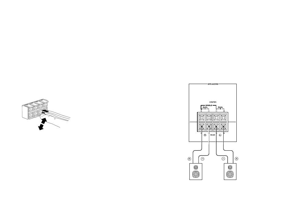 Connecting speaker systems, Connecting the rear effect speakers to this unit | Yamaha E580 User Manual | Page 17 / 38