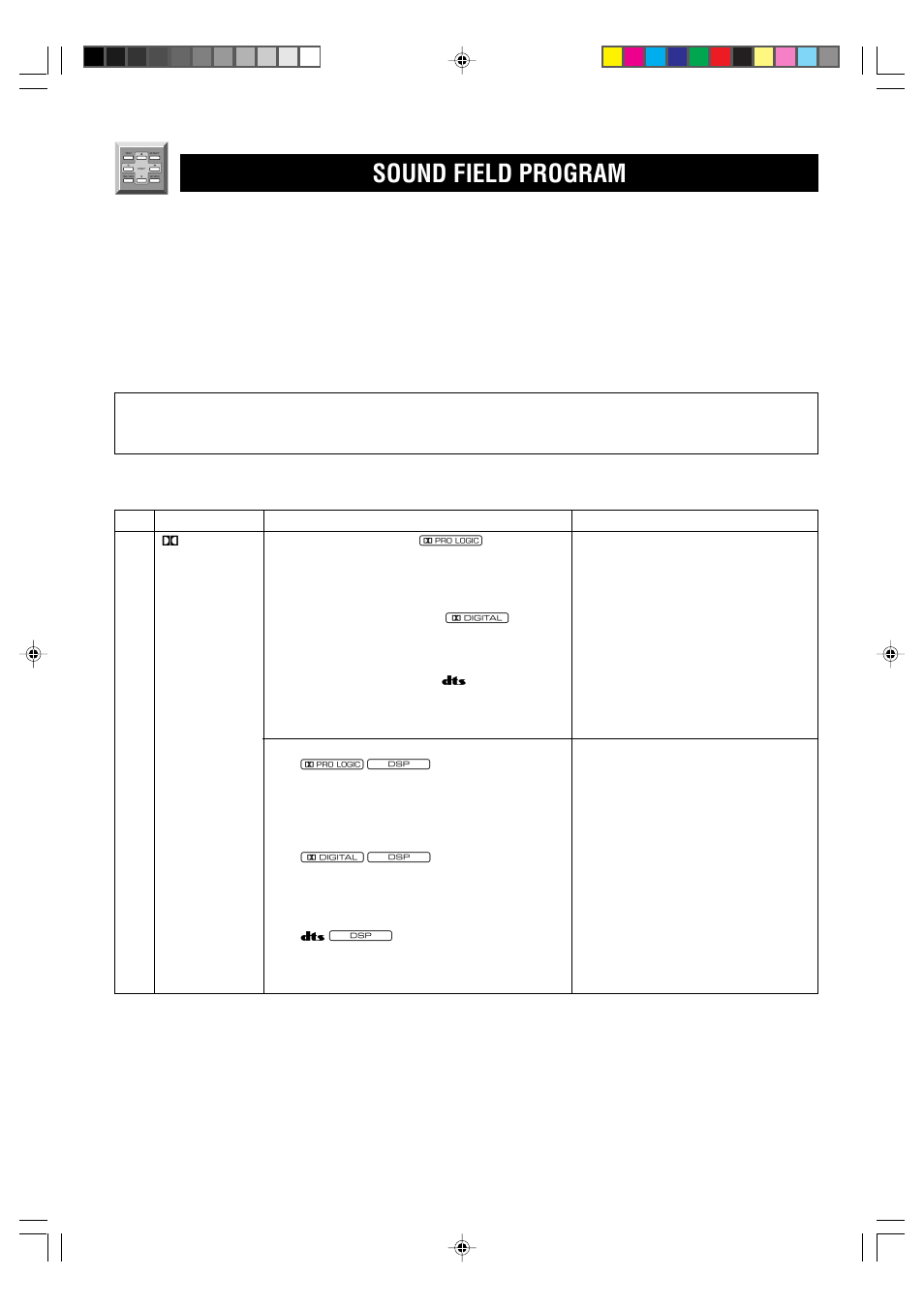 Sound field program, E-22 | Yamaha DSP-E800 User Manual | Page 24 / 38