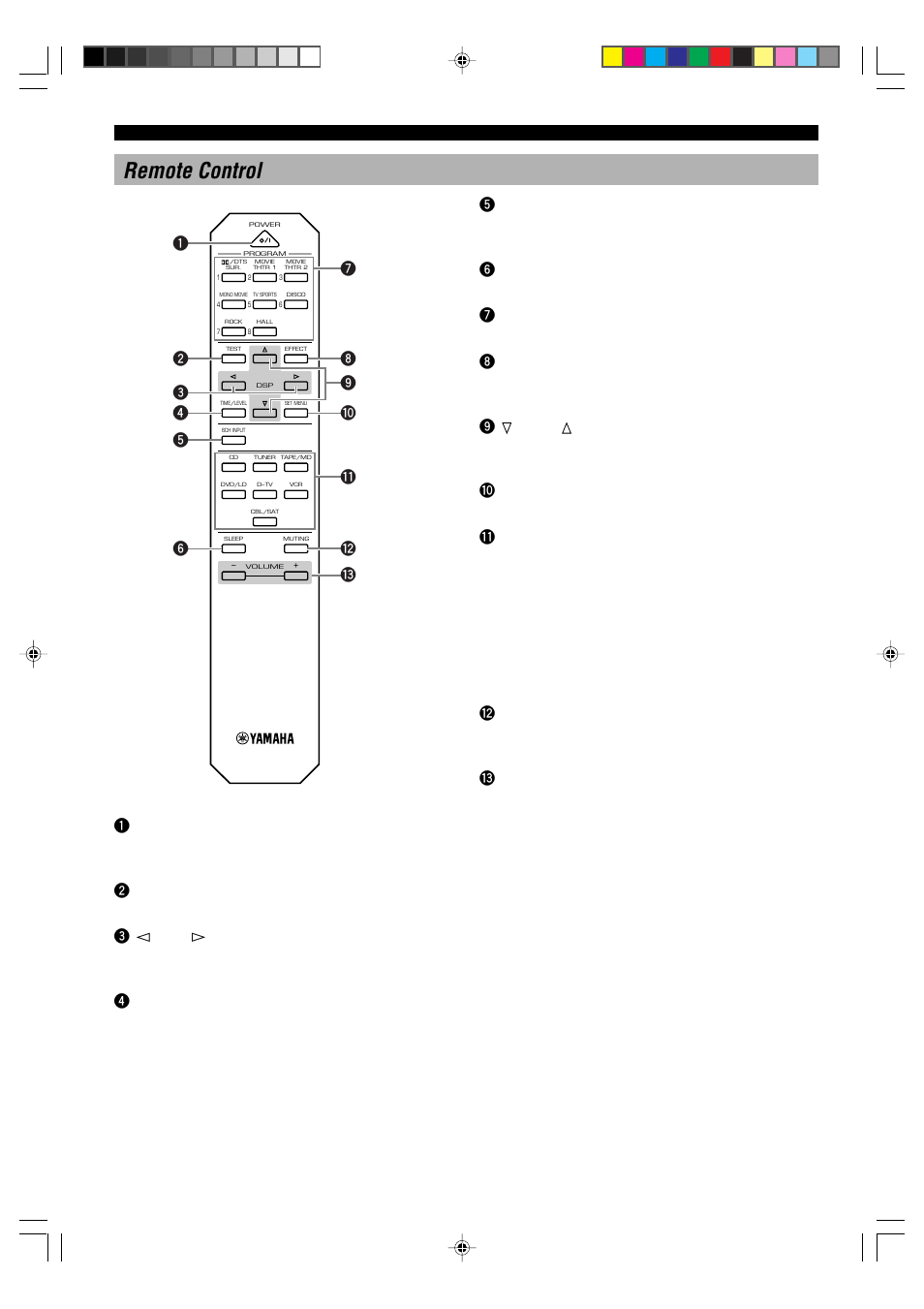 E-6 remote control | Yamaha DSP-E800 User Manual | Page 8 / 38