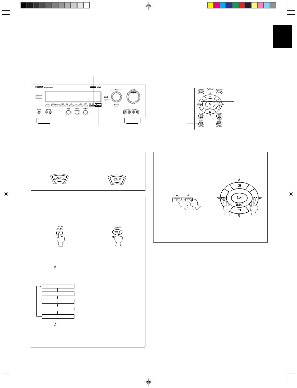 Adjusting delay time and speaker output levels | Yamaha DSP-A595 User Manual | Page 33 / 59