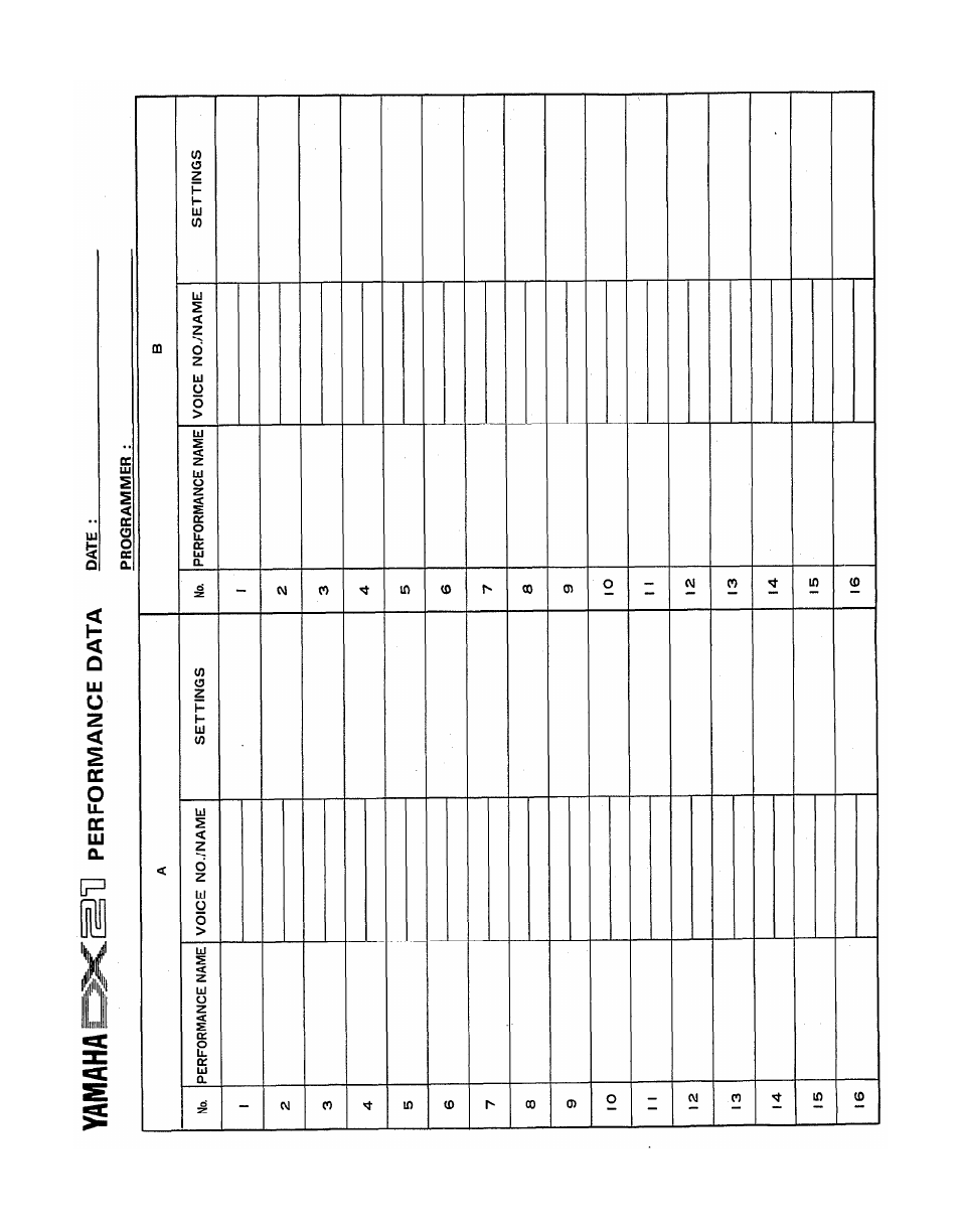 Yamaha DX21 User Manual | Page 52 / 54