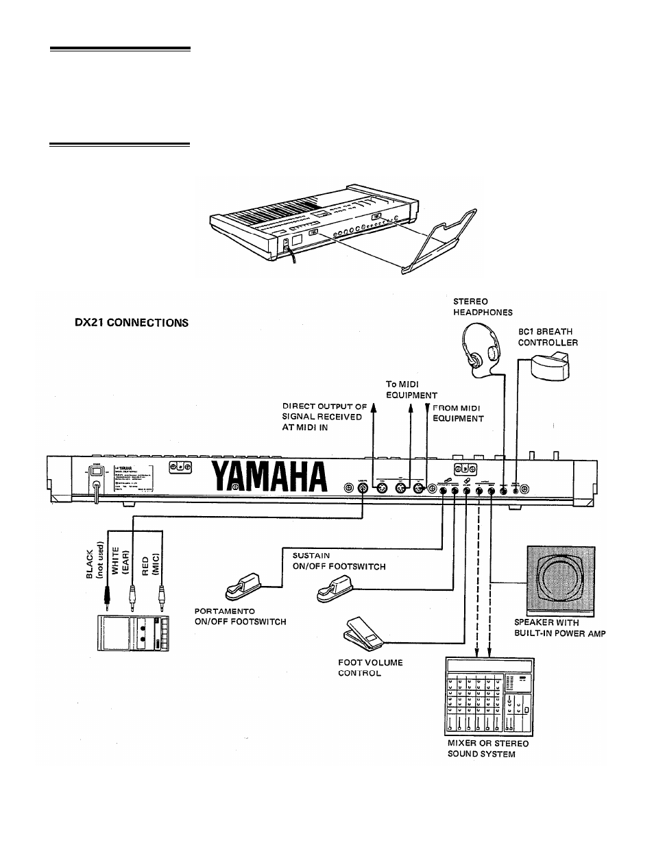 Ac power 8. music rack installation, Ac power, Music rack lnstallation | Yamaha DX21 User Manual | Page 6 / 54