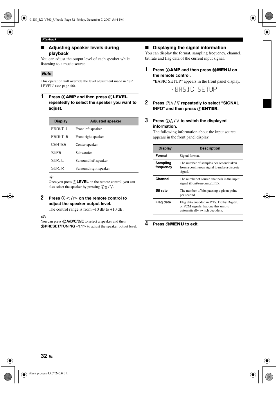 Basic setup | Yamaha RX-V363 User Manual | Page 36 / 76