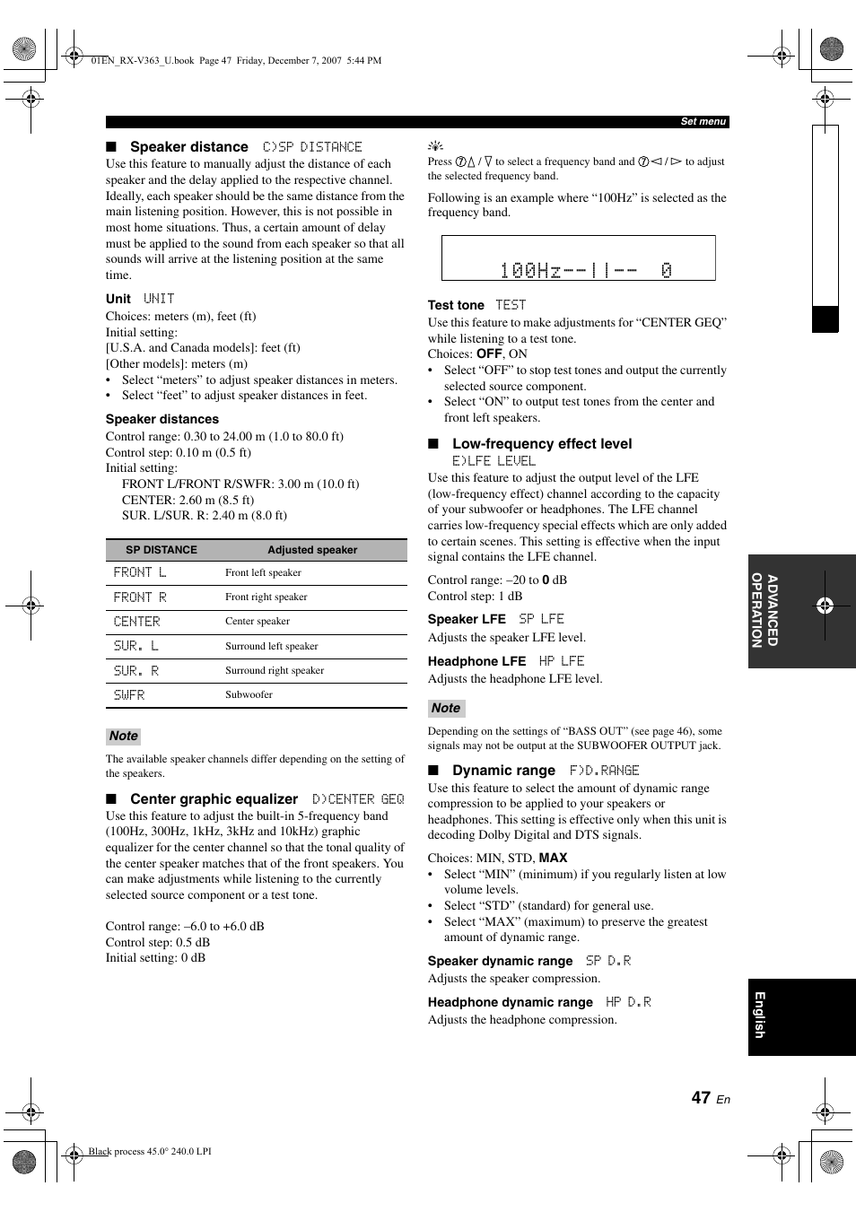 100hz | Yamaha RX-V363 User Manual | Page 51 / 76