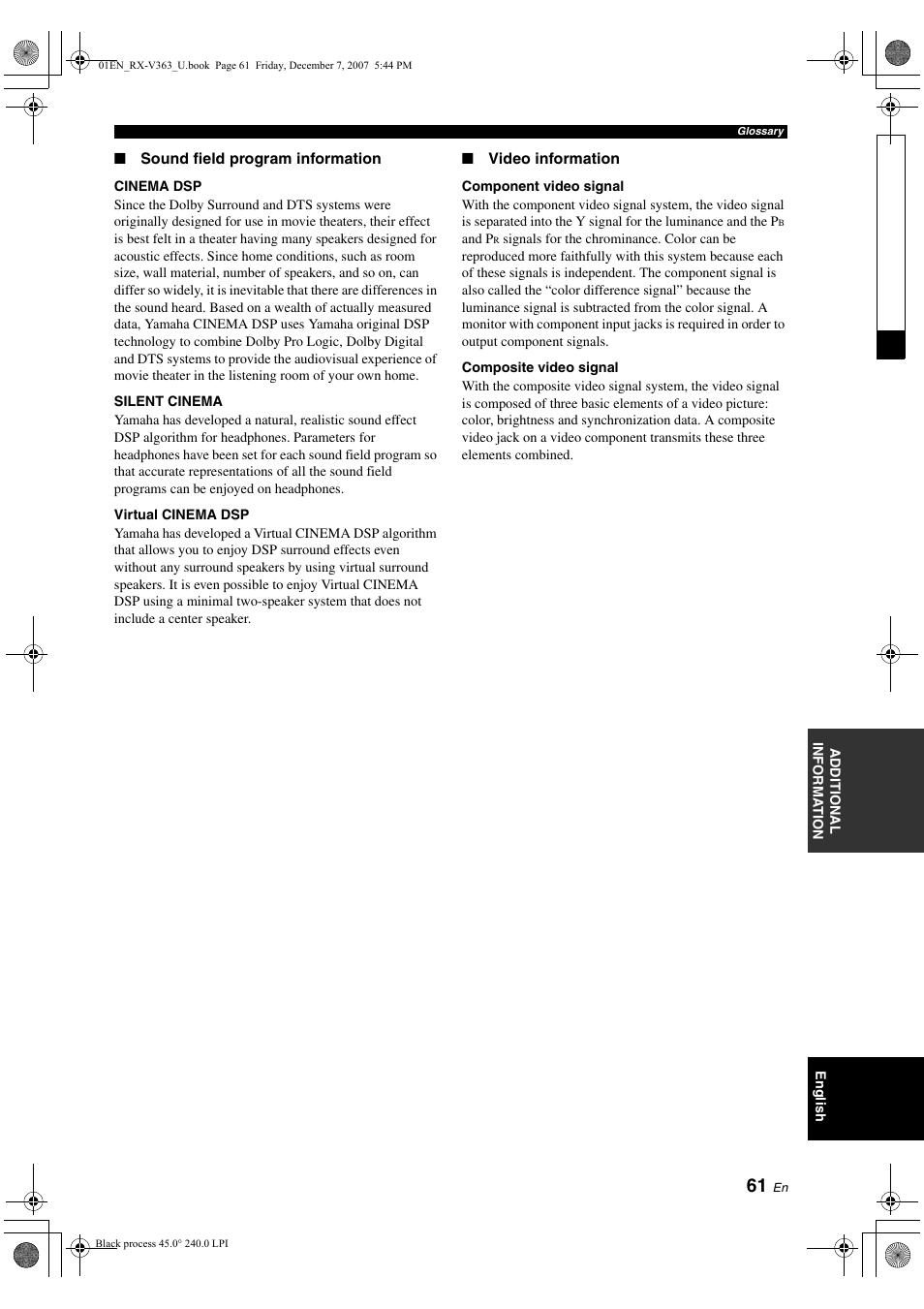 Yamaha RX-V363 User Manual | Page 65 / 76