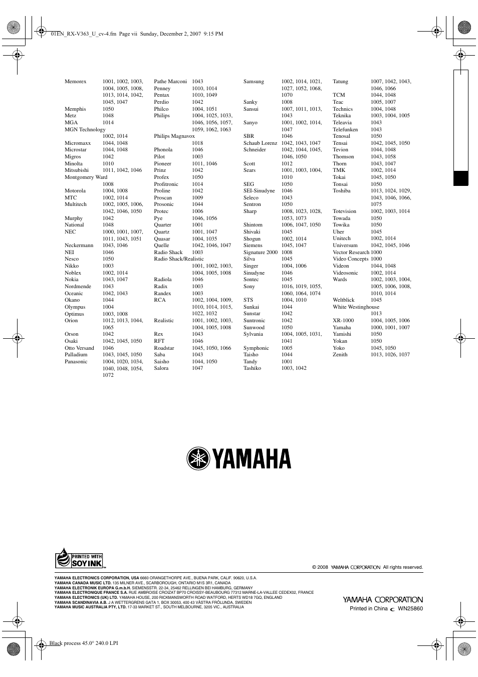 Yamaha RX-V363 User Manual | Page 76 / 76