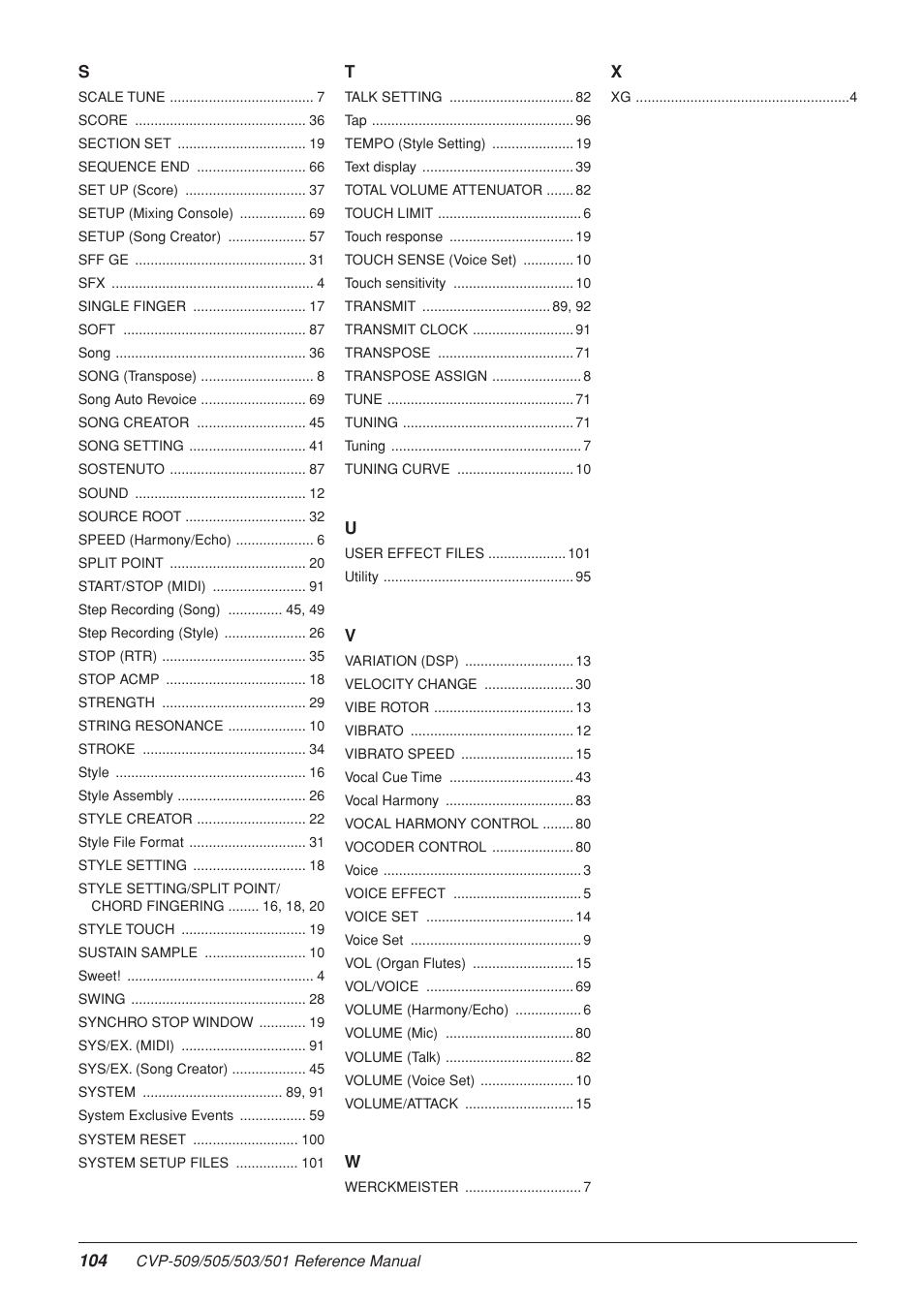 Yamaha CLAVINOVA CVP-509 User Manual | Page 104 / 104