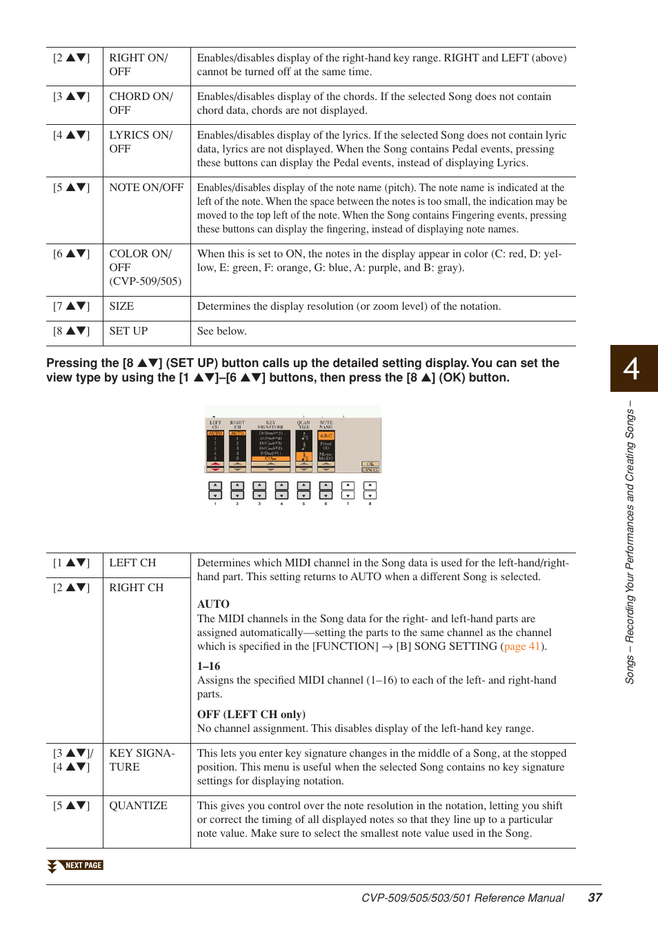 And set the left ch | Yamaha CLAVINOVA CVP-509 User Manual | Page 37 / 104