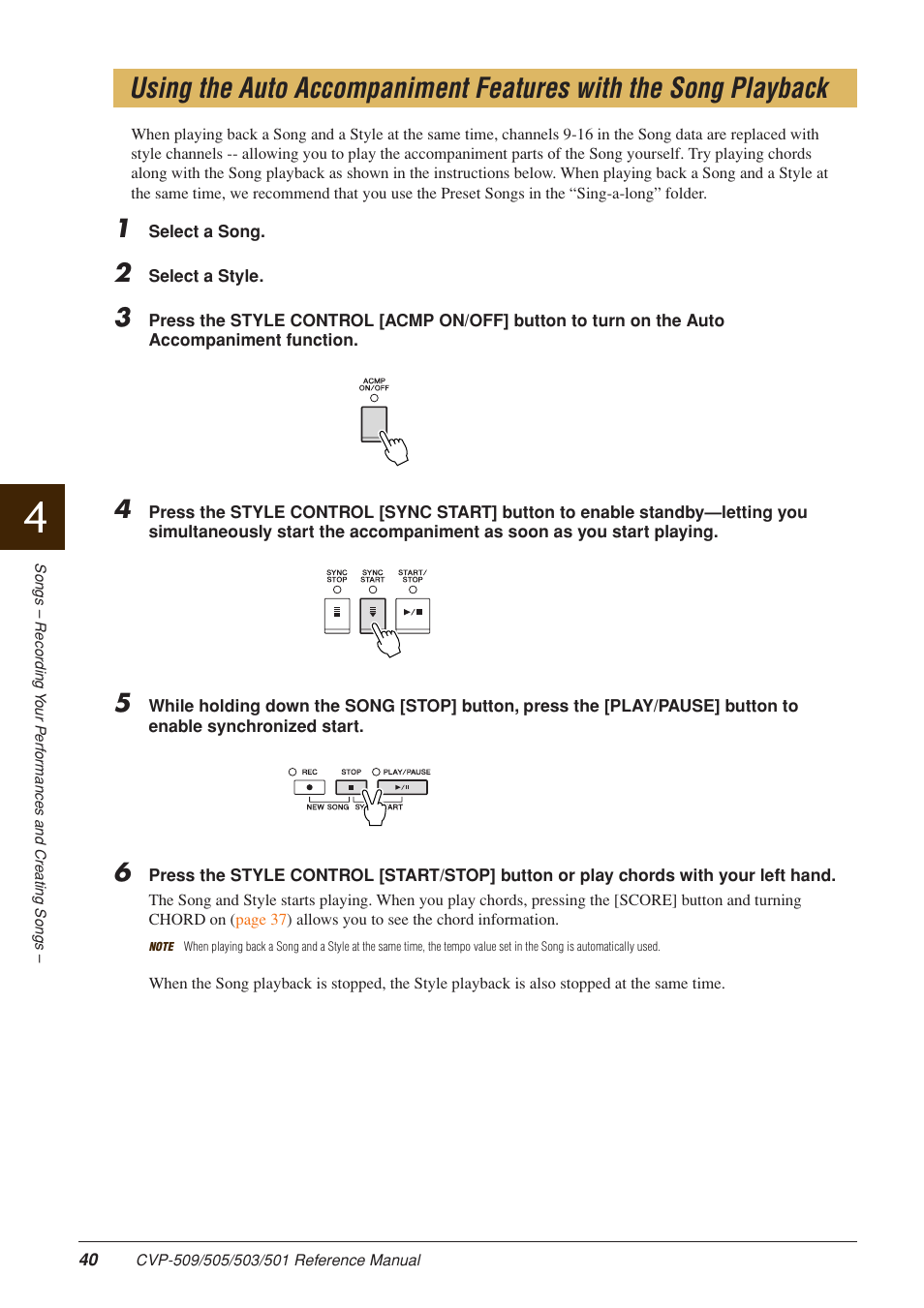 Yamaha CLAVINOVA CVP-509 User Manual | Page 40 / 104