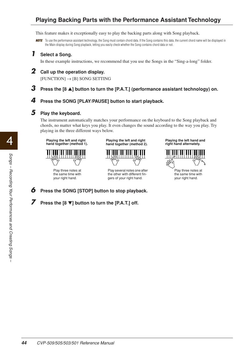 Yamaha CLAVINOVA CVP-509 User Manual | Page 44 / 104