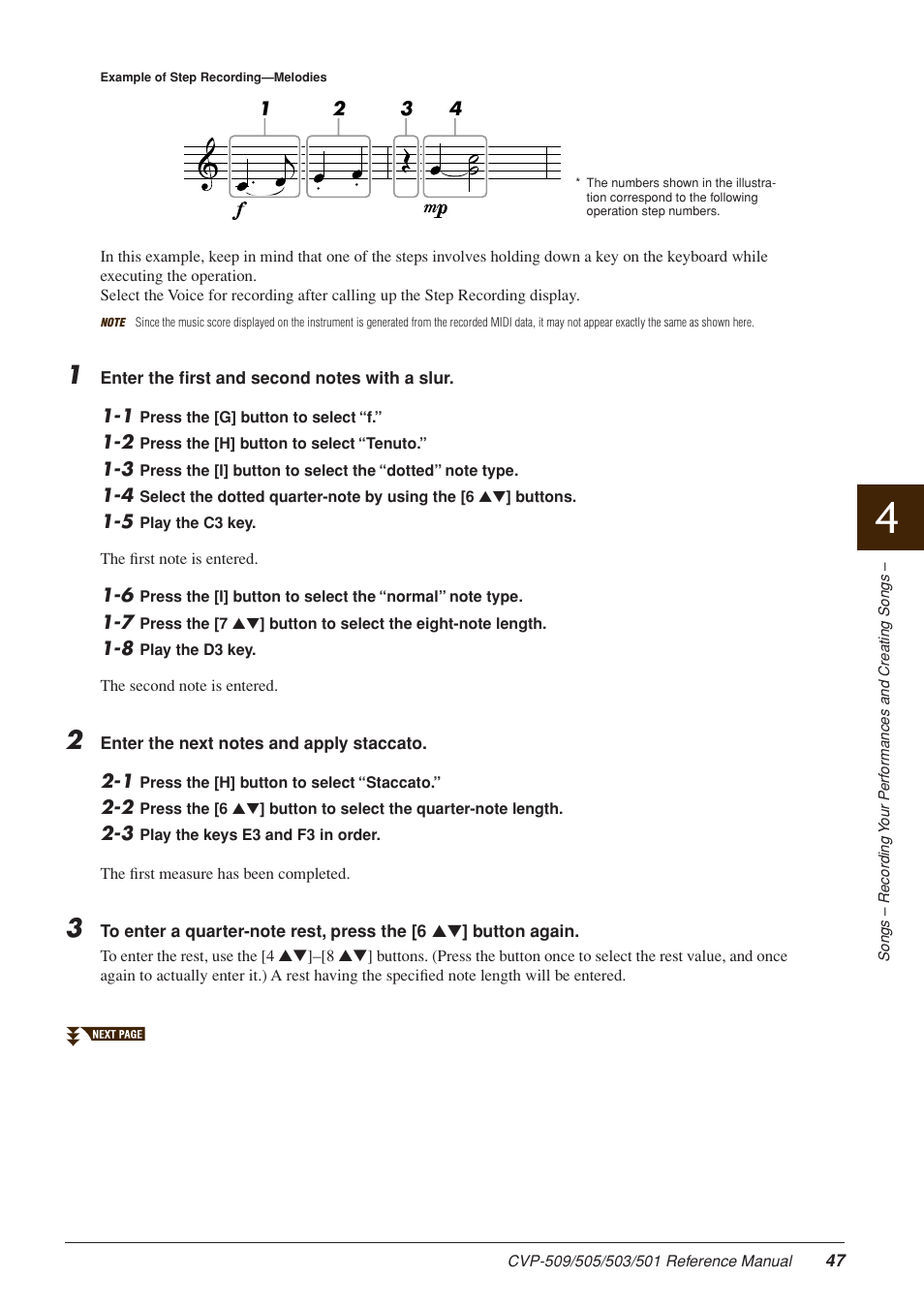 Yamaha CLAVINOVA CVP-509 User Manual | Page 47 / 104