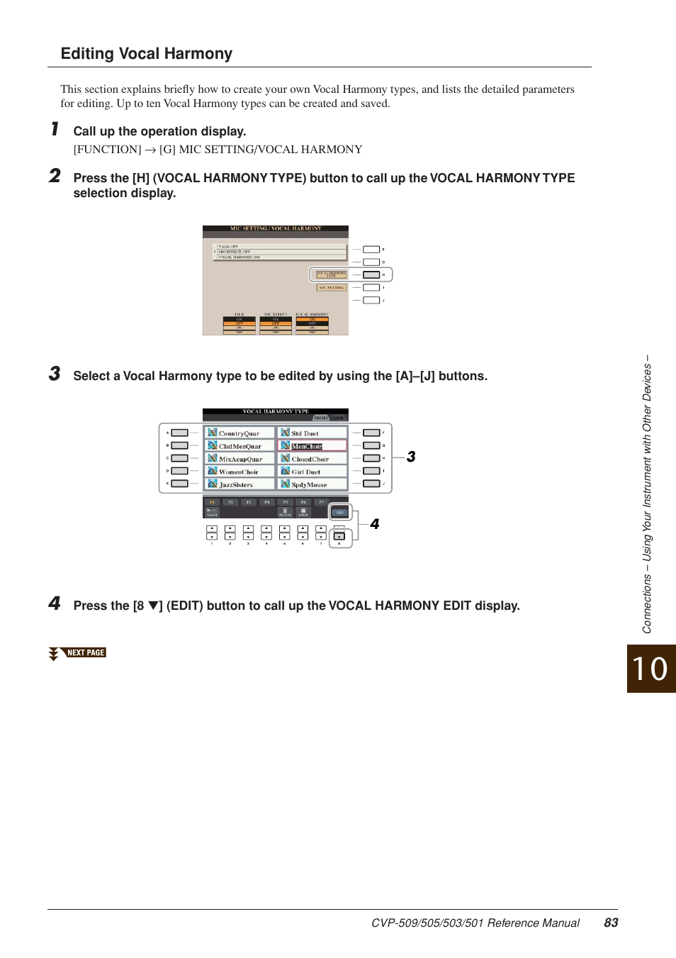 Editing vocal harmony | Yamaha CLAVINOVA CVP-509 User Manual | Page 83 / 104