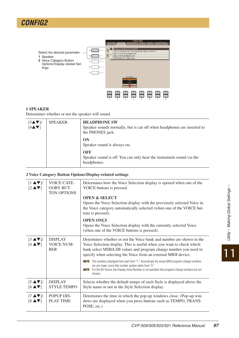 Config2 | Yamaha CLAVINOVA CVP-509 User Manual | Page 97 / 104