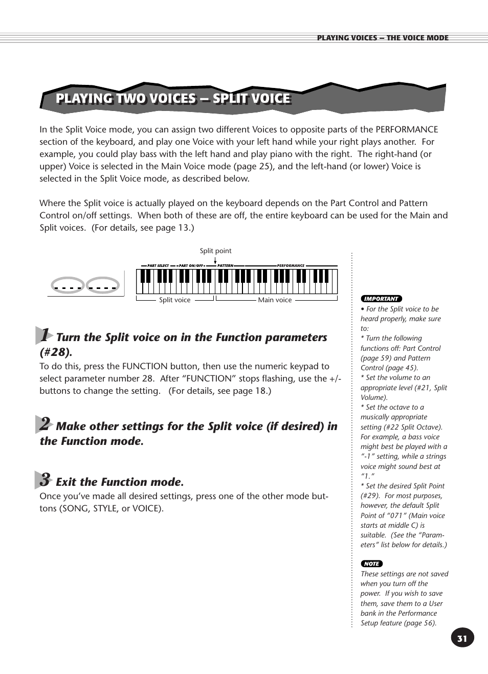 Playing two voices — split voice | Yamaha DJX User Manual | Page 31 / 120