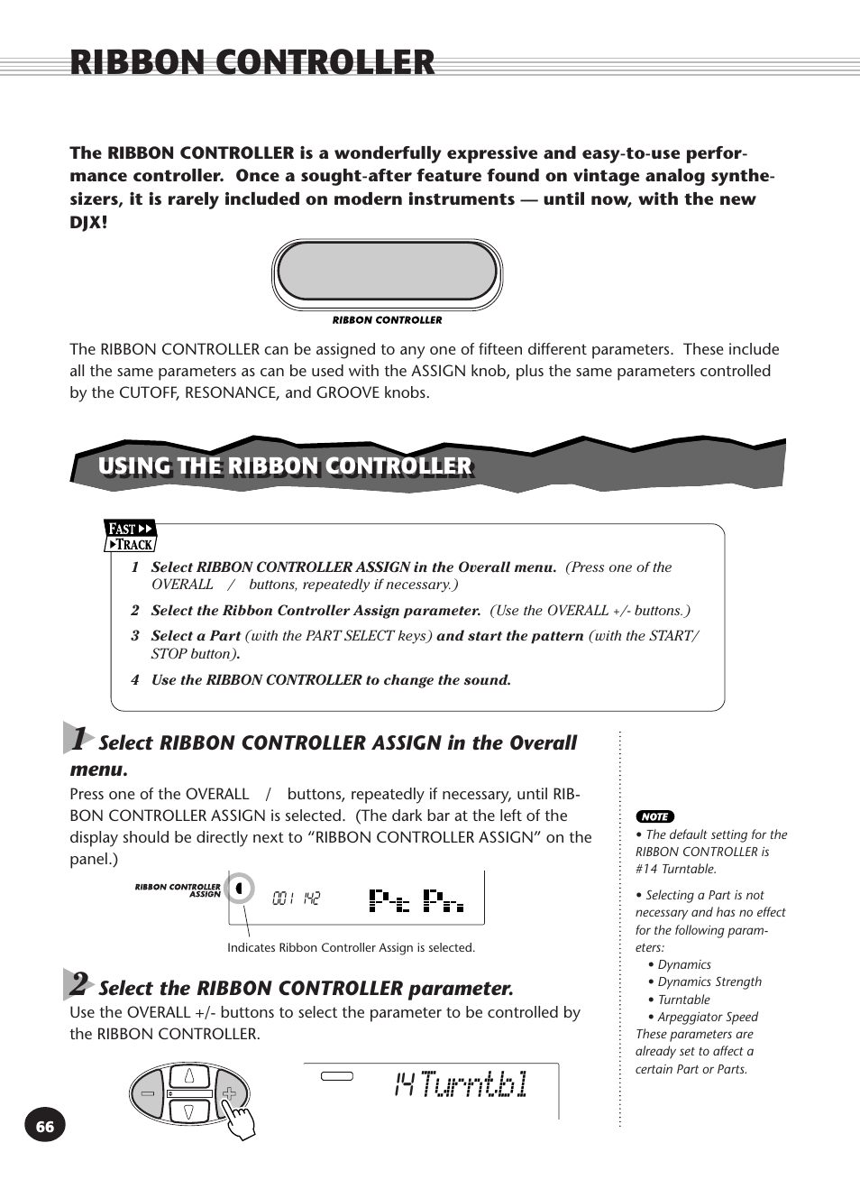 Ribbon controller, Using the ribbon controller, Turntbl | Yamaha DJX User Manual | Page 66 / 120