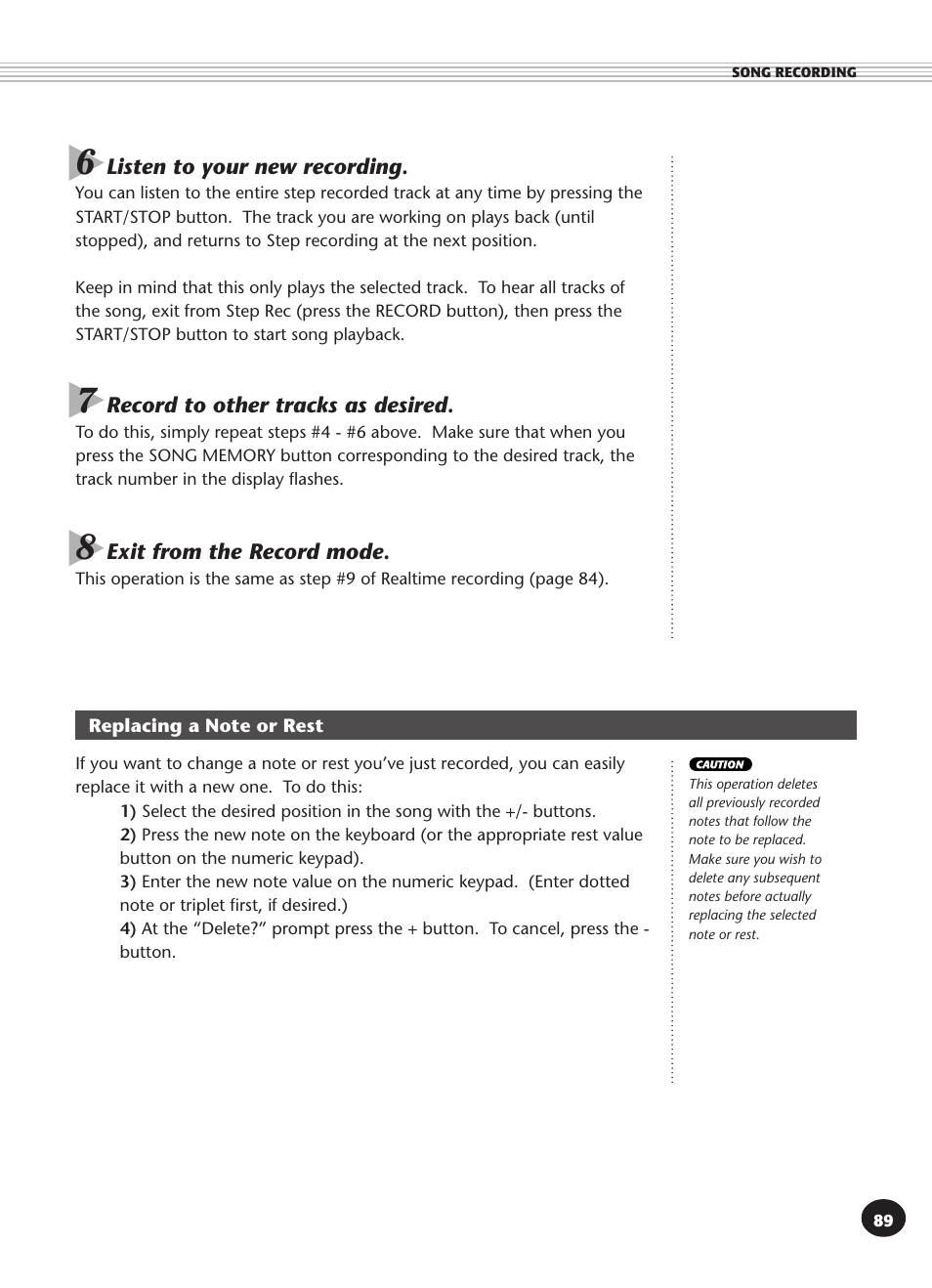 Replacing a note or rest | Yamaha DJX User Manual | Page 89 / 120