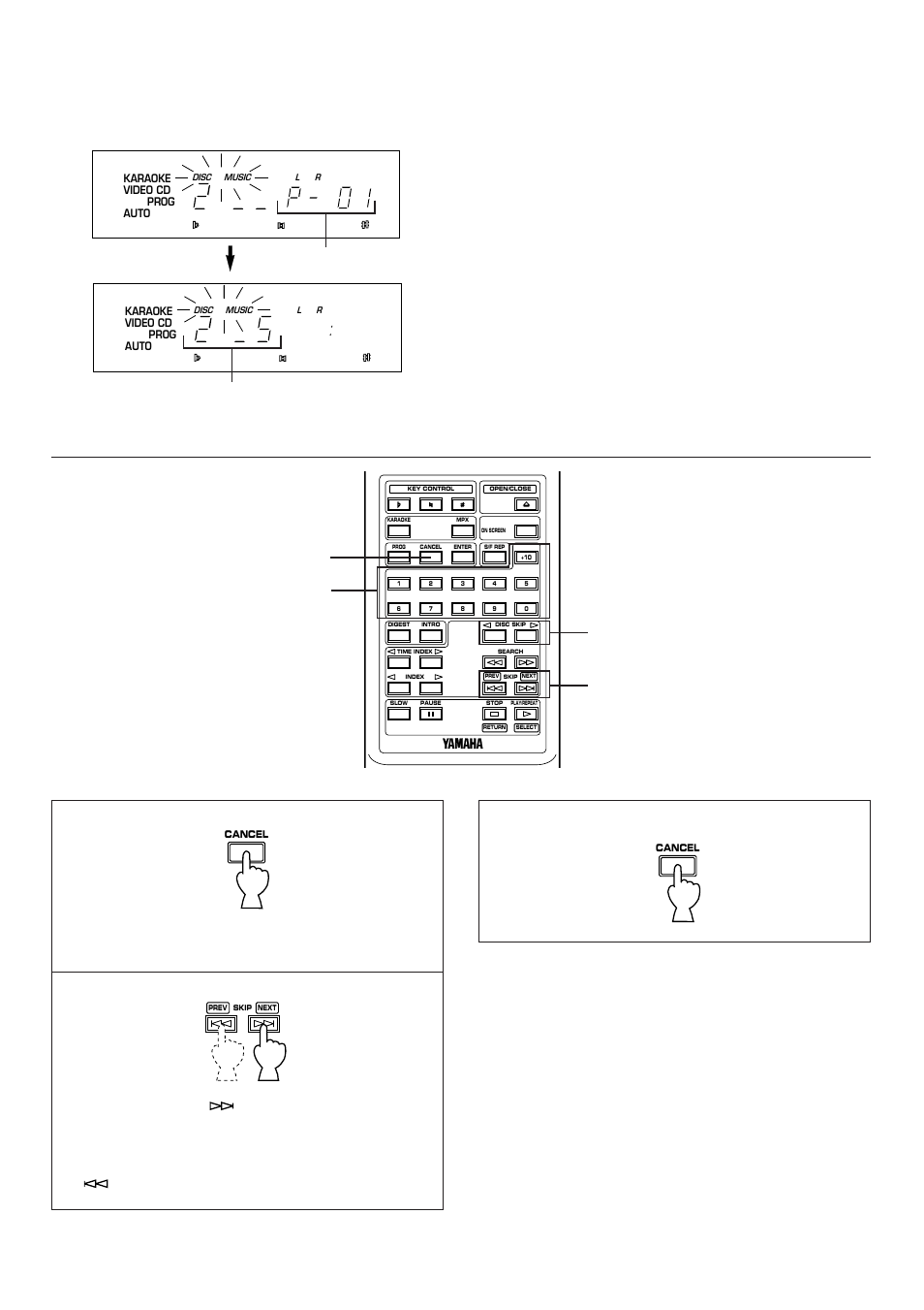 Display information during programming, Numeric buttons disc skip | Yamaha VCD-120K User Manual | Page 16 / 23