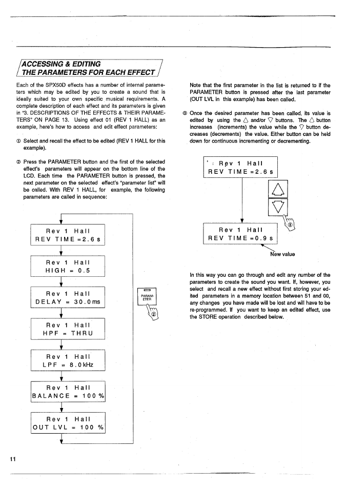 Accessing & editing l^[he^arame]ers | Yamaha SPX50D User Manual | Page 10 / 105