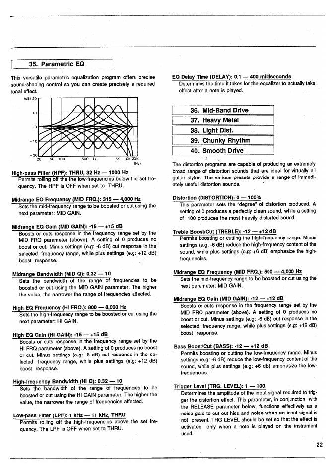 Parametric eq | Yamaha SPX50D User Manual | Page 21 / 105