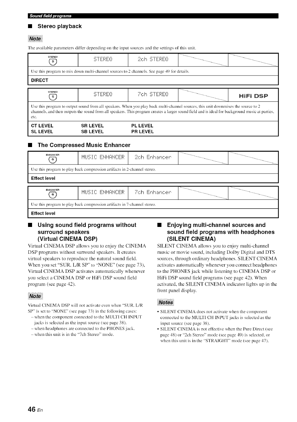 Note, Notes | Yamaha HTR-6080 User Manual | Page 50 / 125