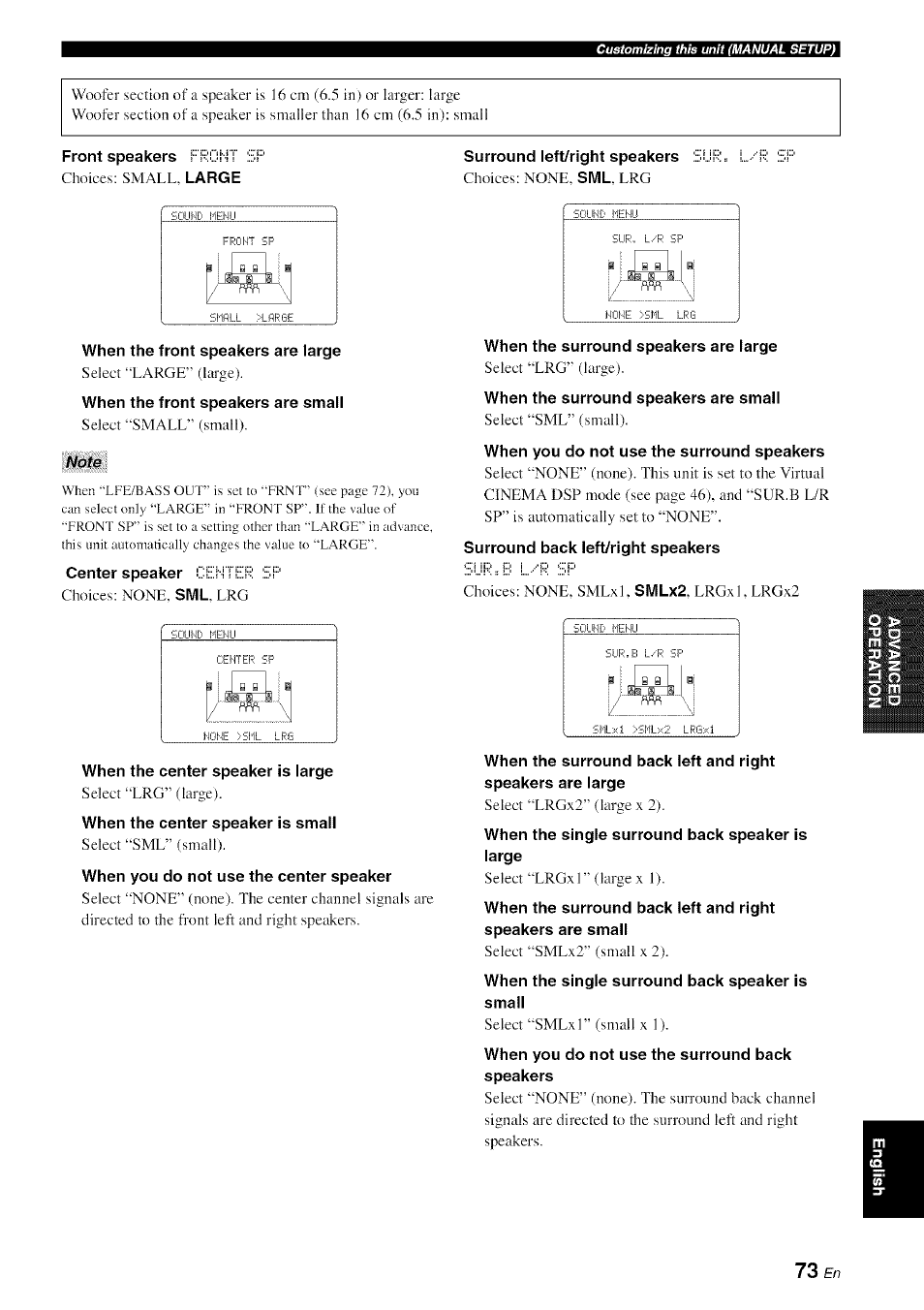 Note, Centiefi sf | Yamaha HTR-6080 User Manual | Page 77 / 125