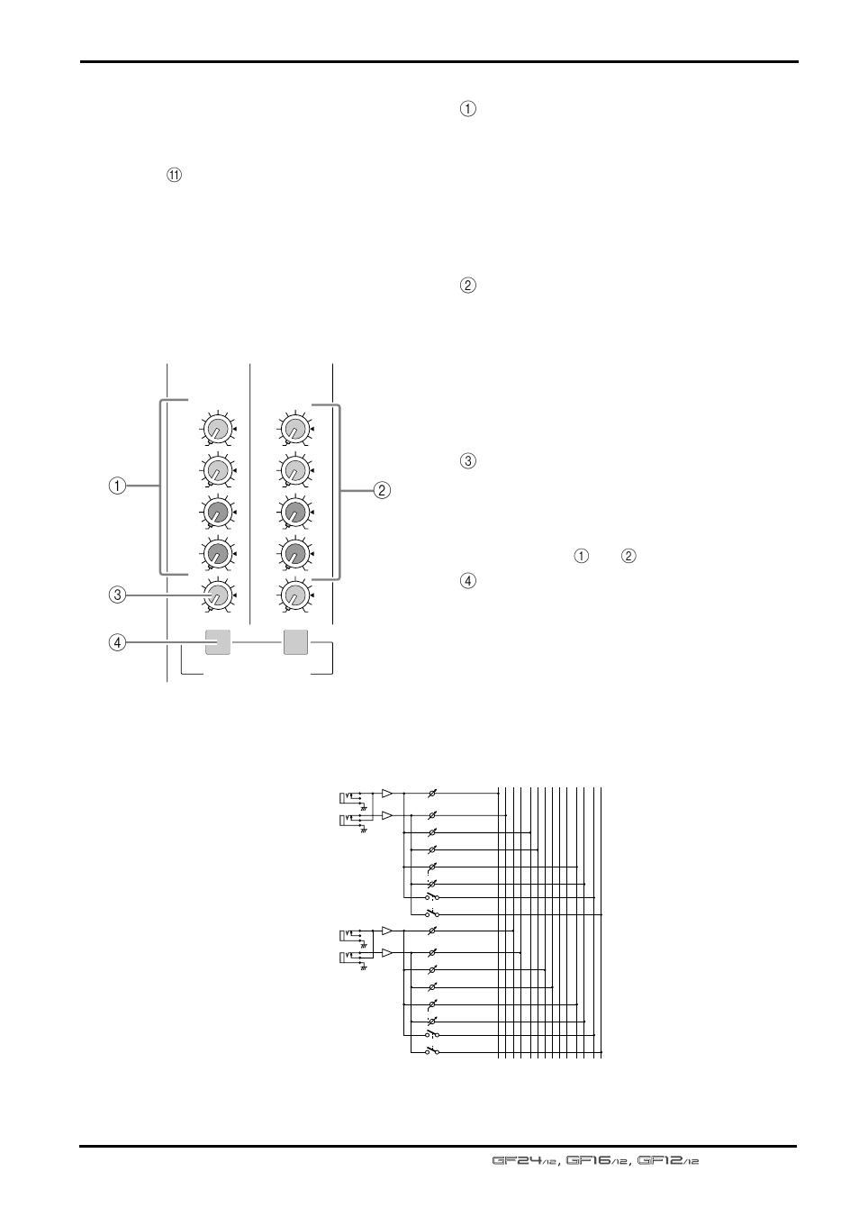 Master controls, 1 aux return 2 | Yamaha GF24/12 User Manual | Page 13 / 26