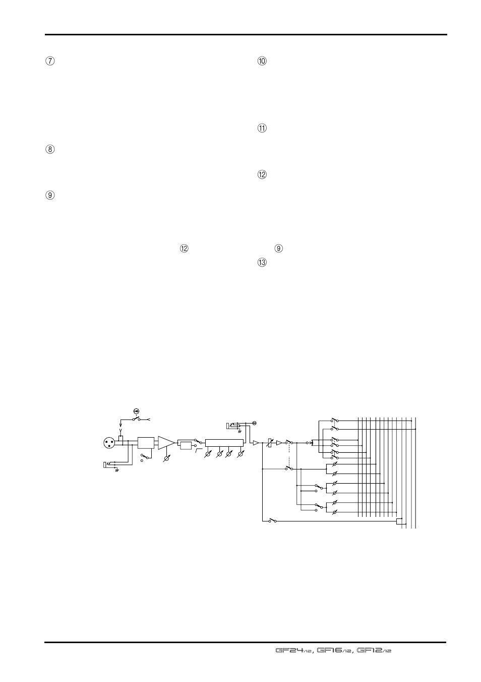 Channel controls, Mono input channel signal flow | Yamaha GF24/12 User Manual | Page 7 / 26