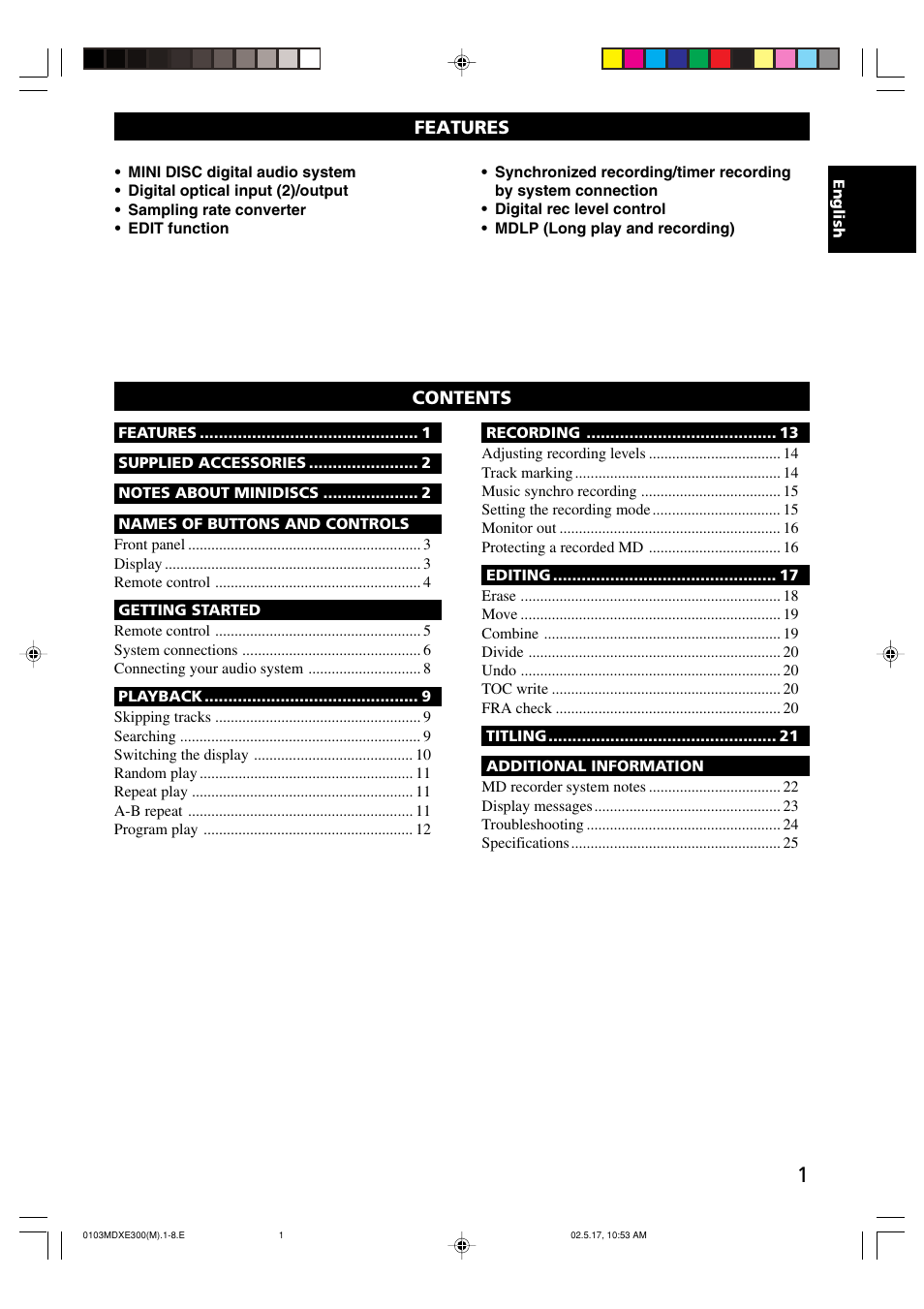 Yamaha MDX-E300 User Manual | Page 3 / 28