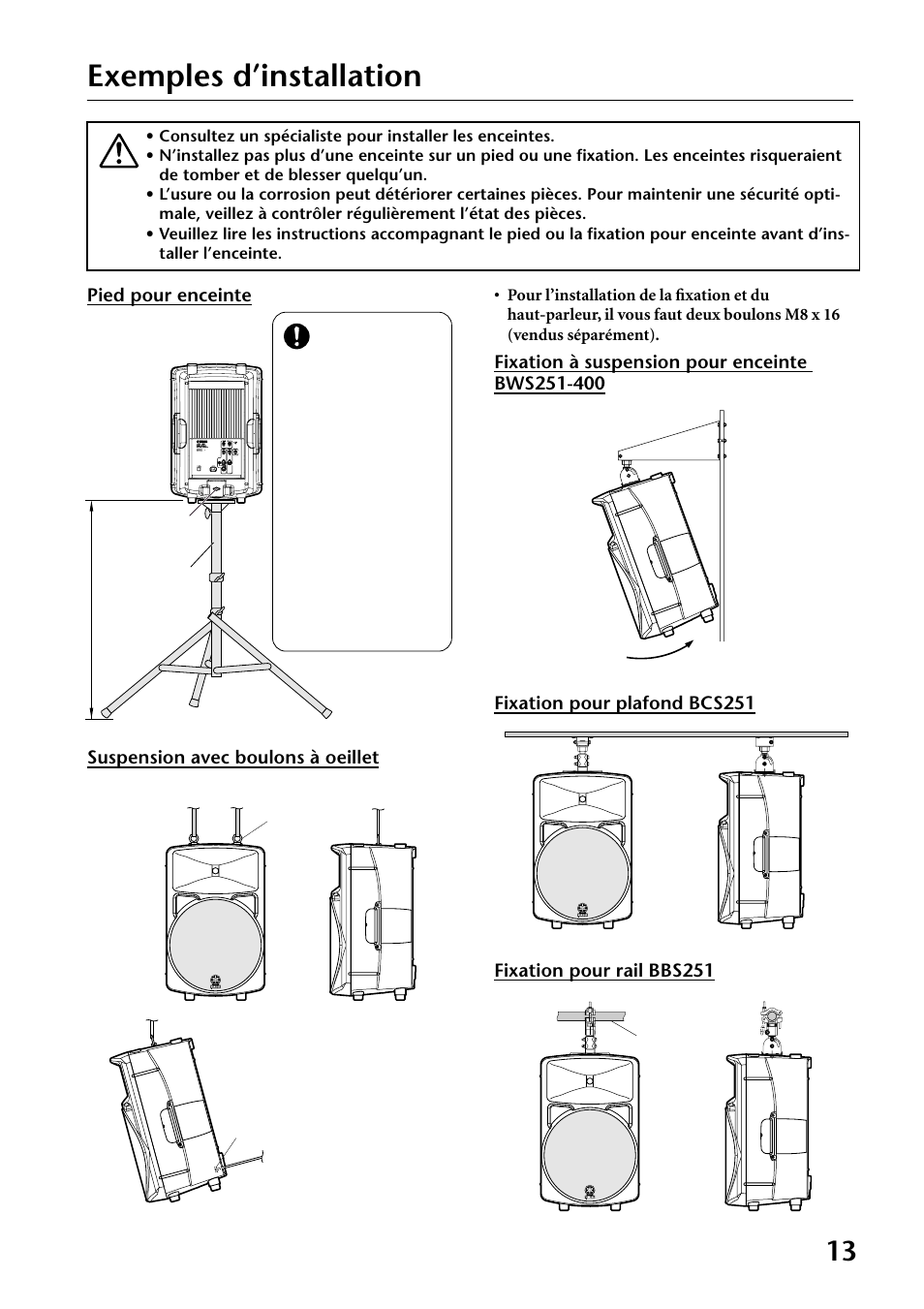 Exemples d’installation | Yamaha MS300 User Manual | Page 13 / 26