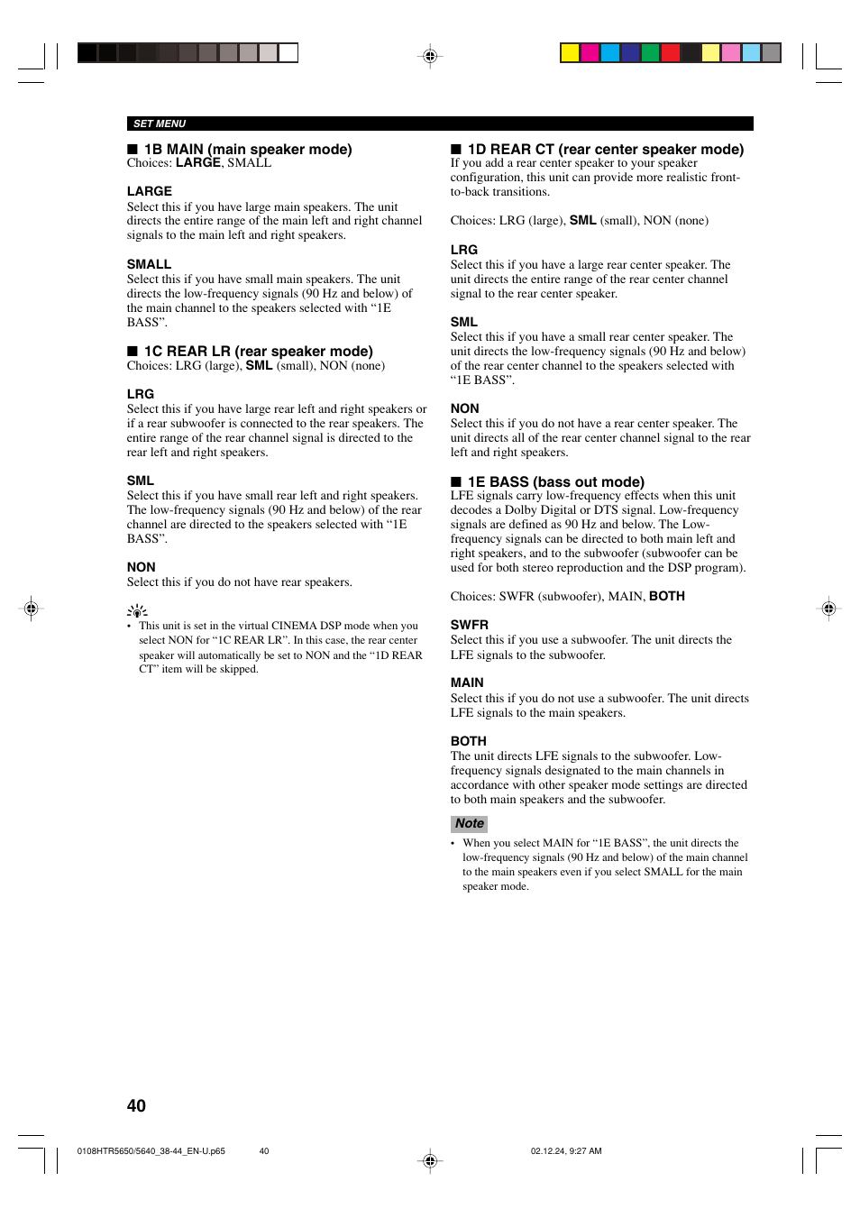 Yamaha HTR 5650 User Manual | Page 44 / 66
