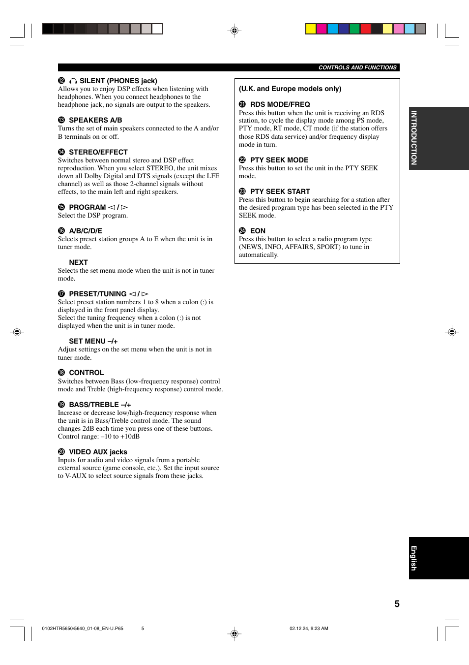 Yamaha HTR 5650 User Manual | Page 9 / 66